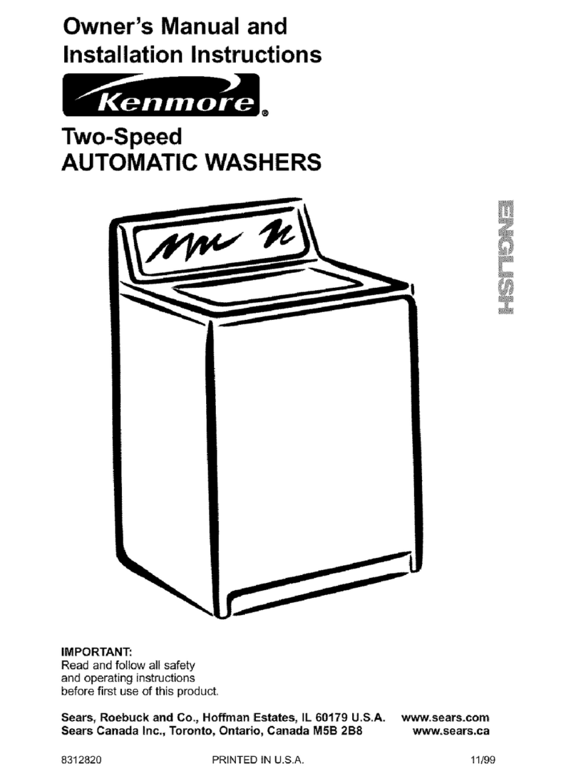 Kenmore Automatic Washers Owner's manual and installation instructions Kenmore Automatic Washers Owner's manual and installation instructions
