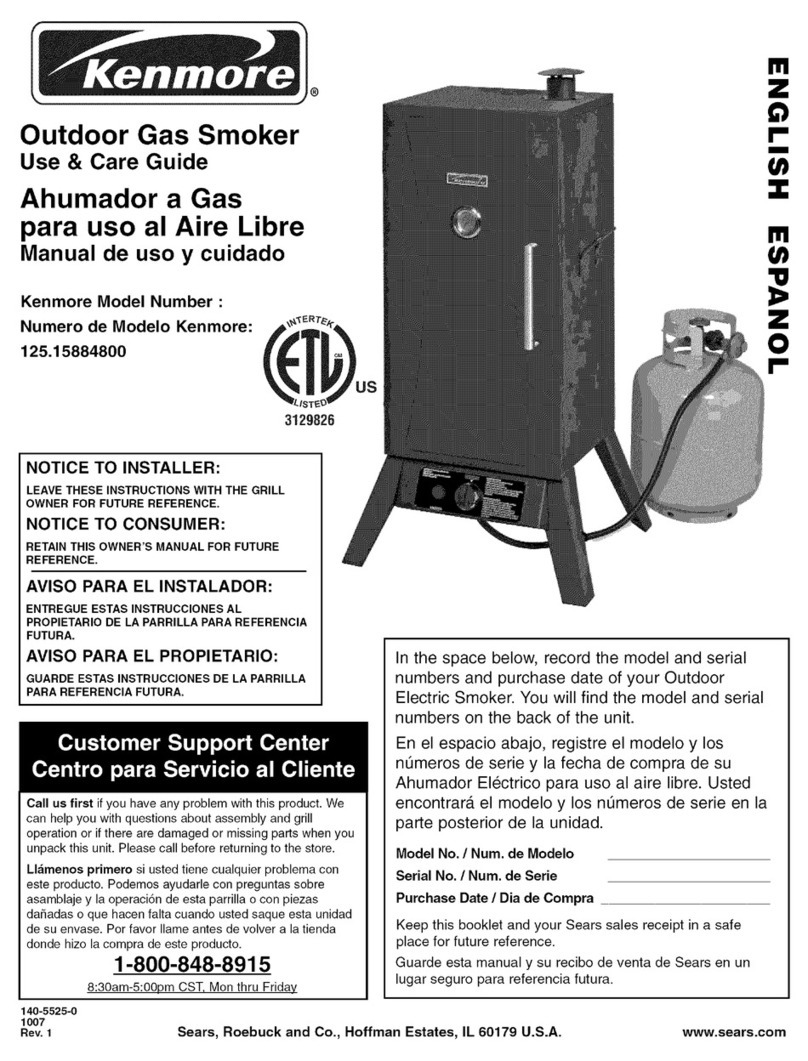 Kenmore Gas smoker 125.15884800 Use & care guide