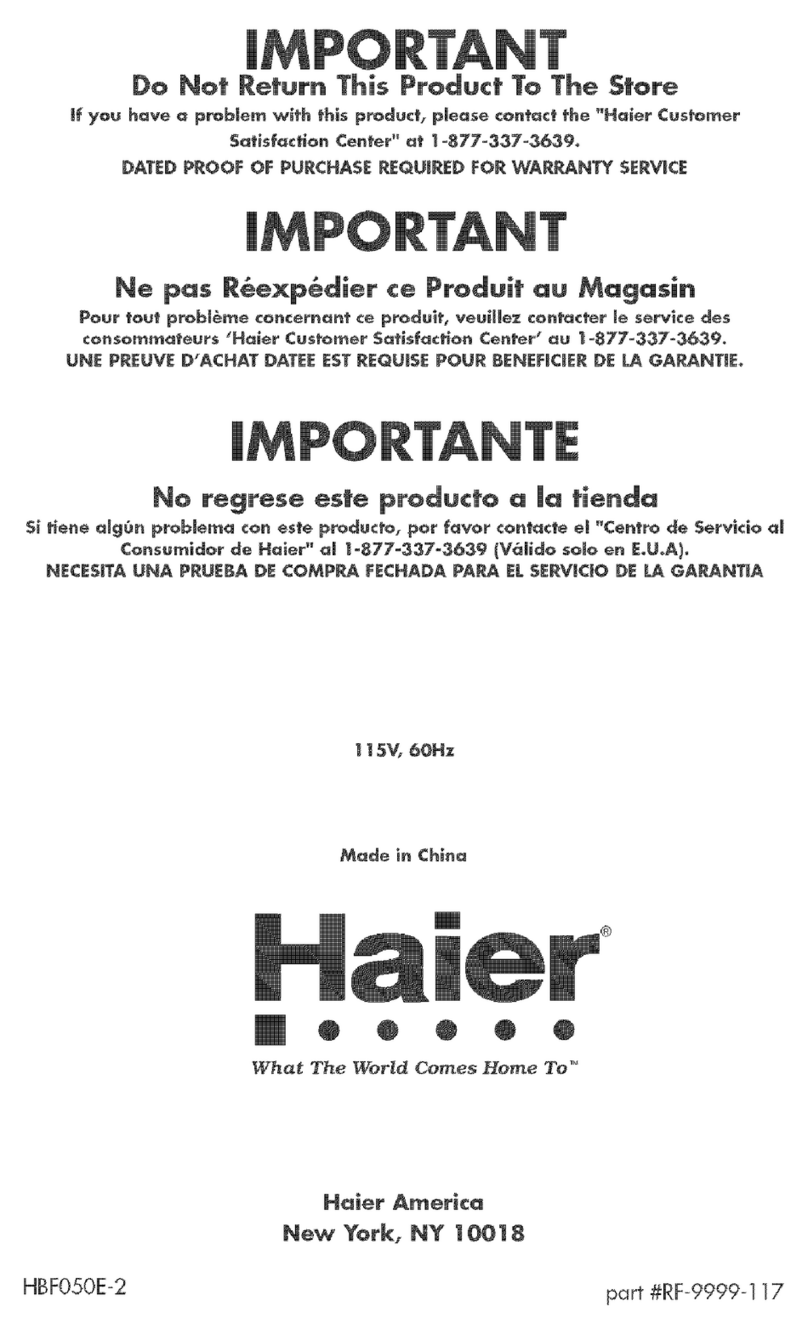 Kenmore Haier HBF05E installation instructions