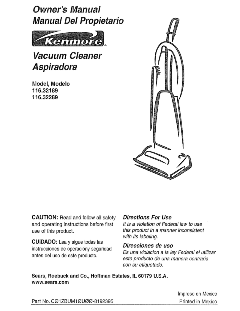 Kenmore VACUUM CLEANER 116.32189 User manual