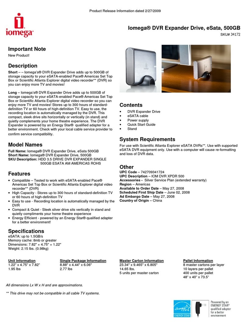 Iomega DVR 34172 Specifications