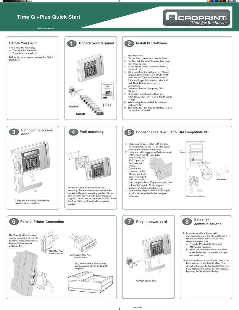 Acroprint Time Q +Plus User manual Acroprint Time Q +Plus User manual
