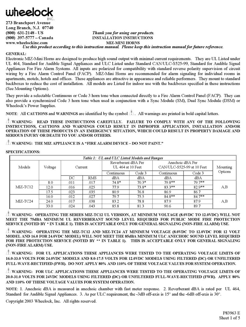 Wheelock MIZ-TC12 installation instructions