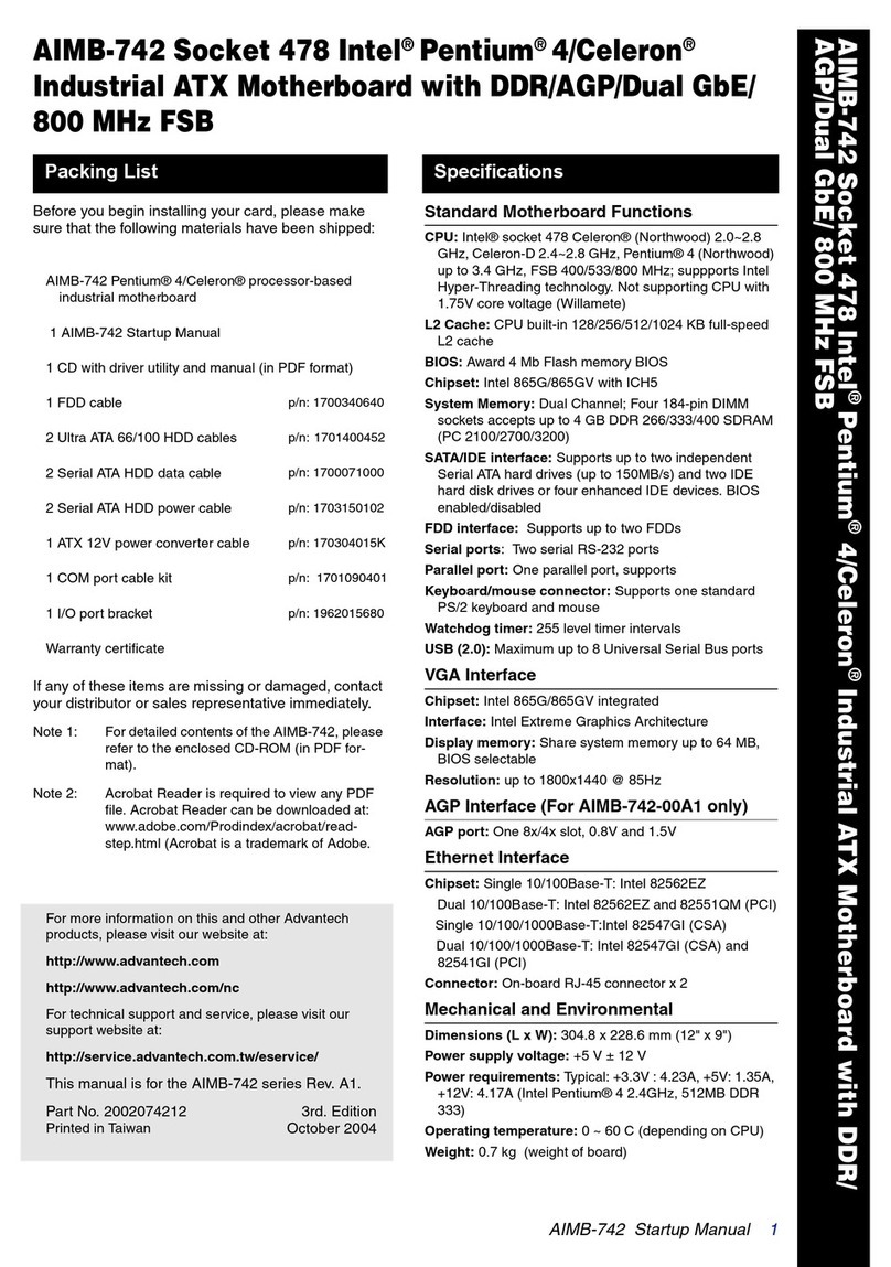 Intel AIMB-742 Socket 478 Installation and operation manual