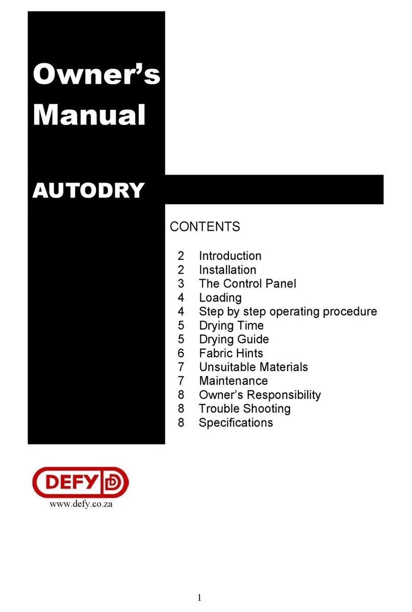 Defy Autodry owner's manual