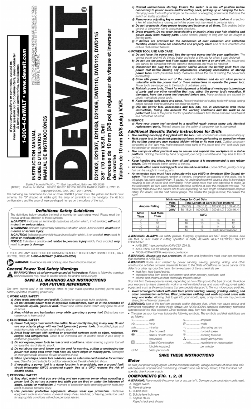 DeWalt D21002 User manual DeWalt D21002 User manual
