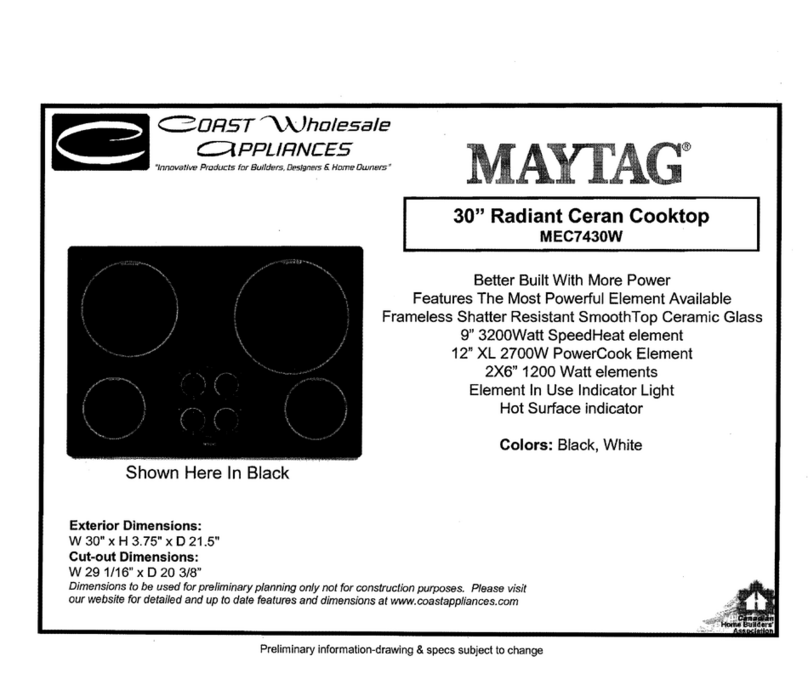 Maytag MEC7430W - 30 in. Electric Cooktop user guide