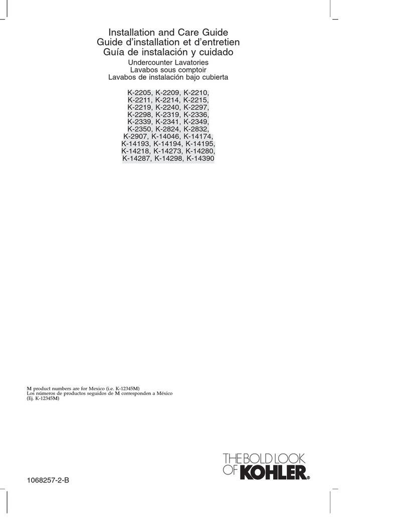 Kohler K-2205 Installation and care guide Kohler K-2205 Installation and care guide