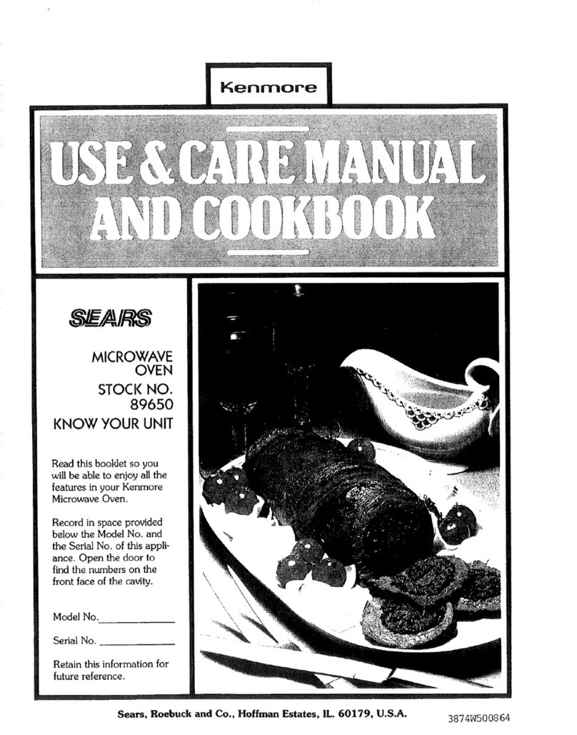 Kenmore Sears 89650 Use and care manual and cookbook