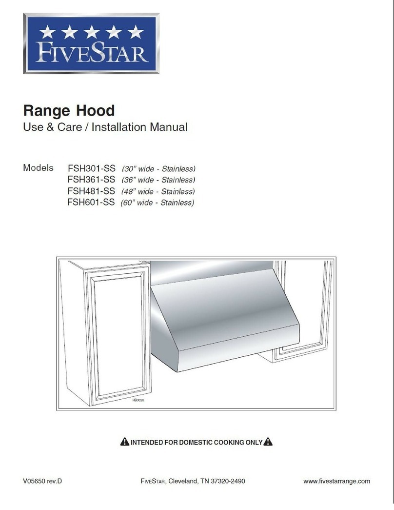 FiveStar FSH301-SS Use & care / installation manual