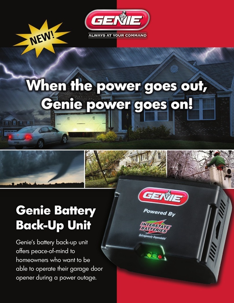 Genie Genie battery back-up unit GBB-BX Specifications and data