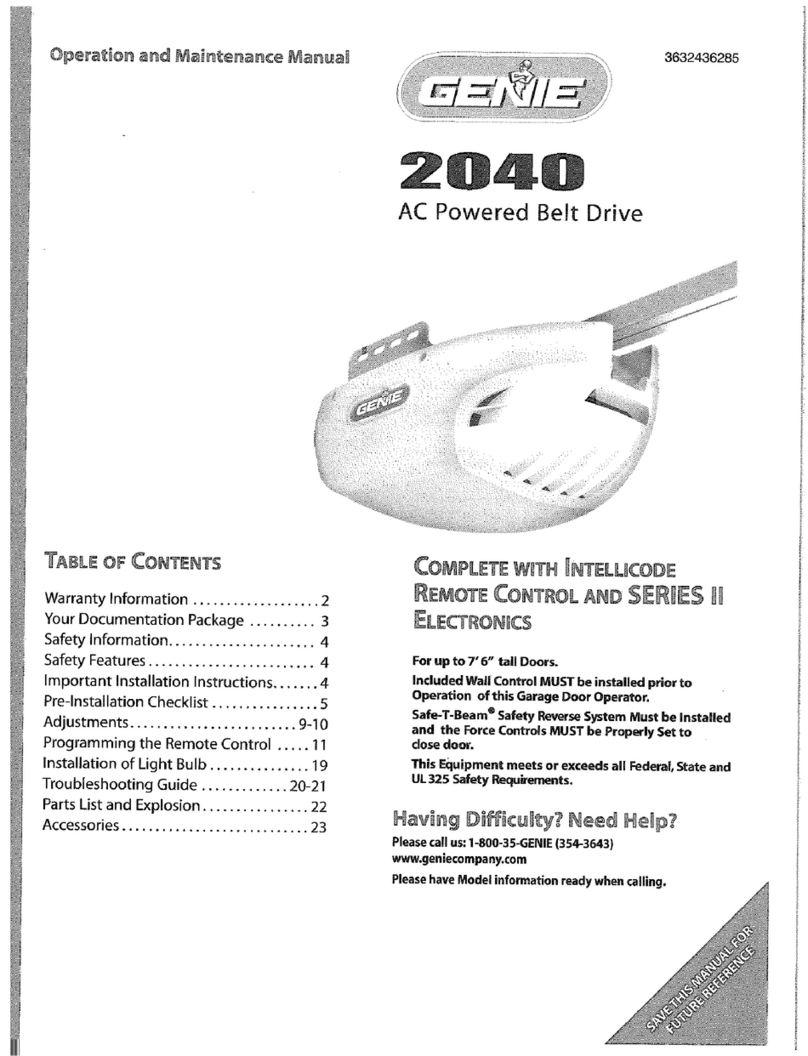 Genie 2040 AC Powered Belt Drive User manual