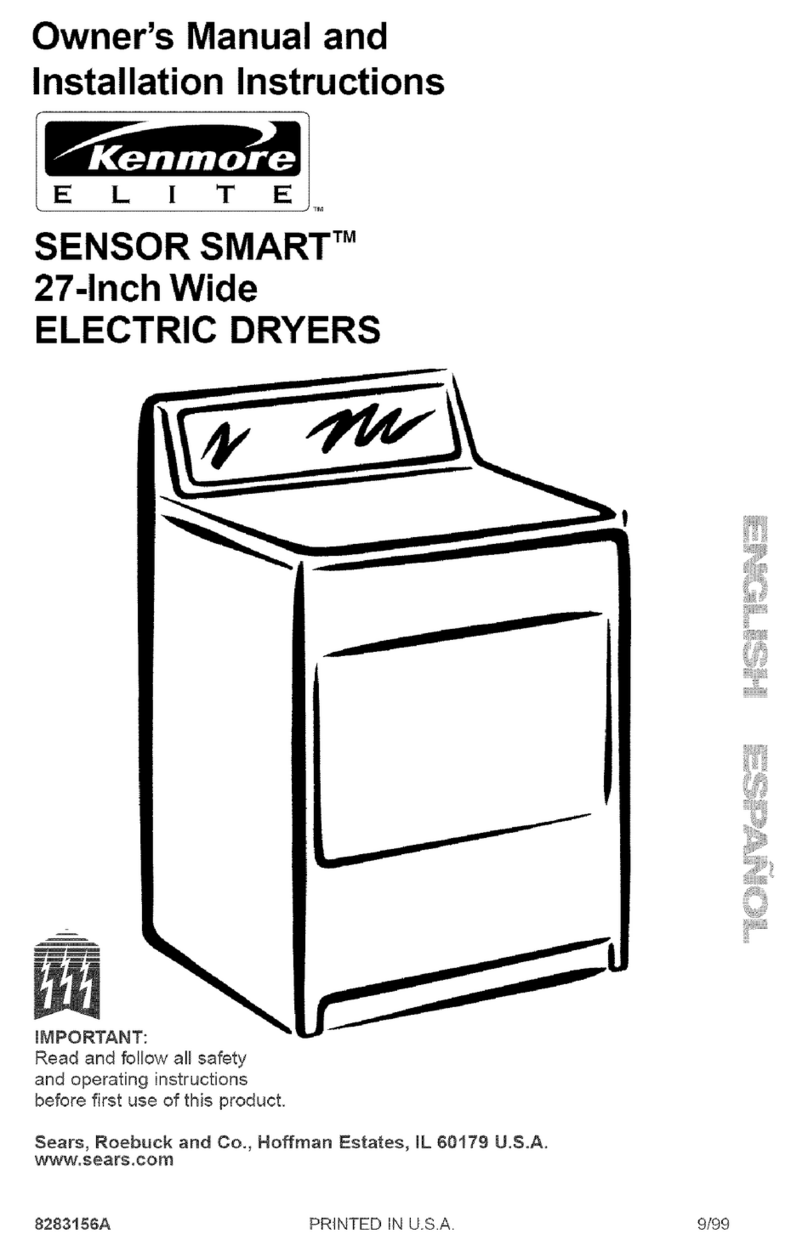 Kenmore 27-INCH WIDE ELECTRIC DRYERS Owner's manual and installation instructions