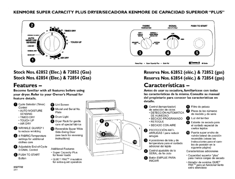Kenmore 62852 user guide