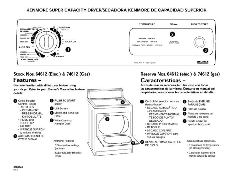 Kenmore 64612 User manual