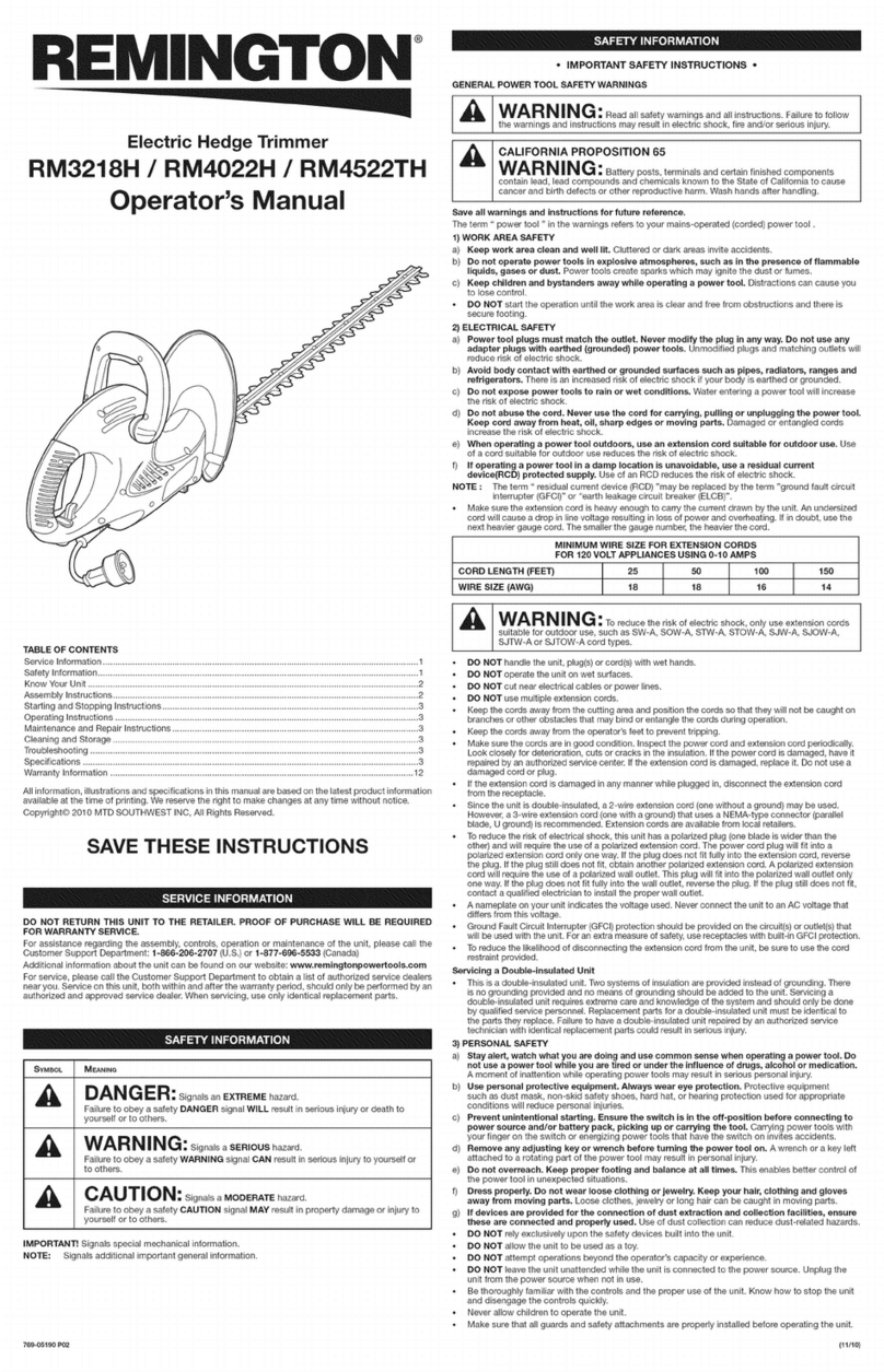 Remington RM3218H Operator's manual
