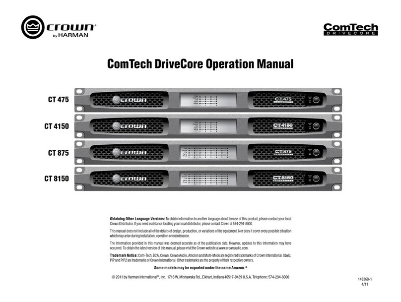Crown ComTech DriveCore CT 475 User manual