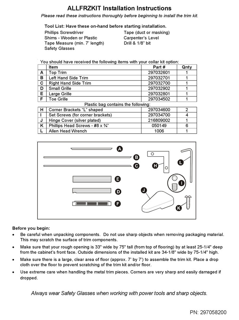 Frigidaire ALLFRZKIT - Single Freezer Trim User manual