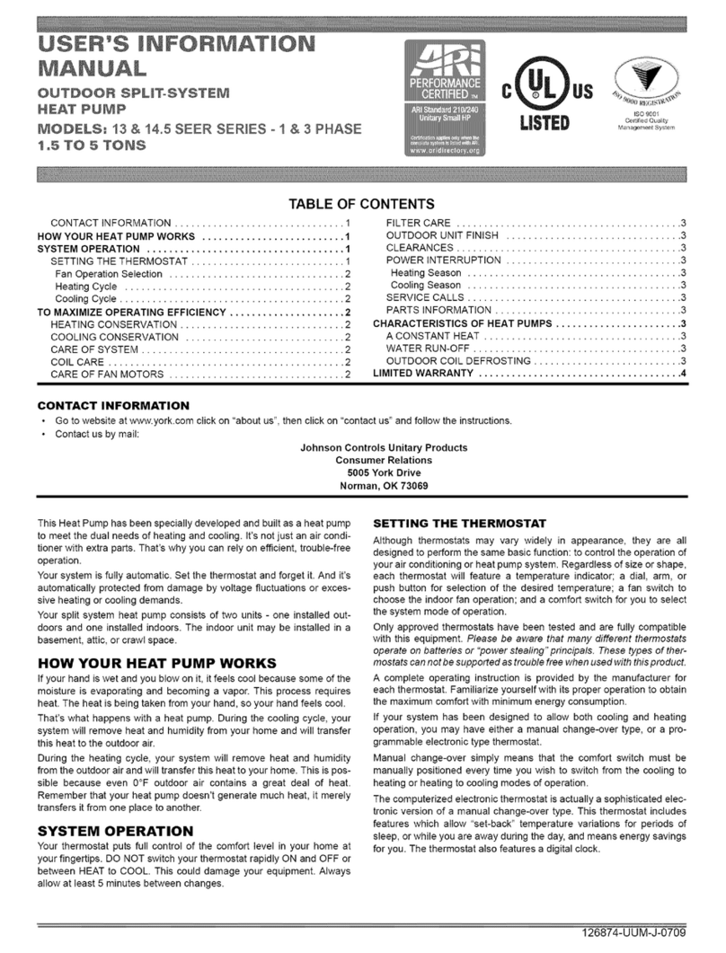 York YHJD30 User's information manual