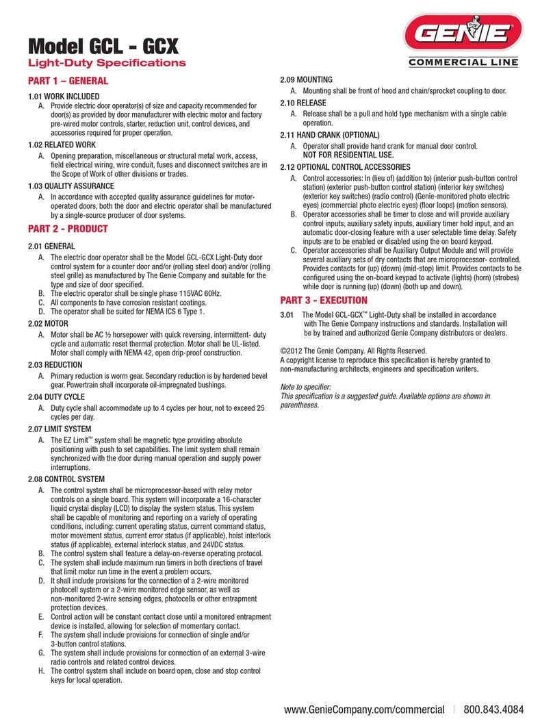 Genie GCL-GCX Specifications