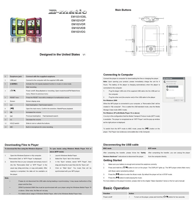 E-matic EM102VIDBL User manual