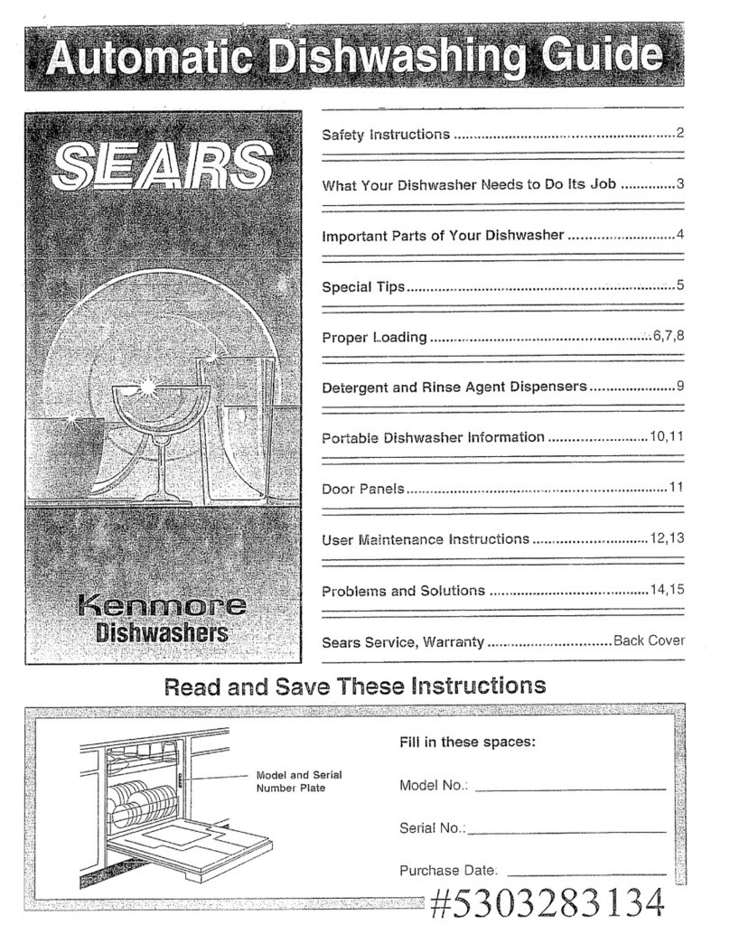 Kenmore Sears automatic dishwasher user guide