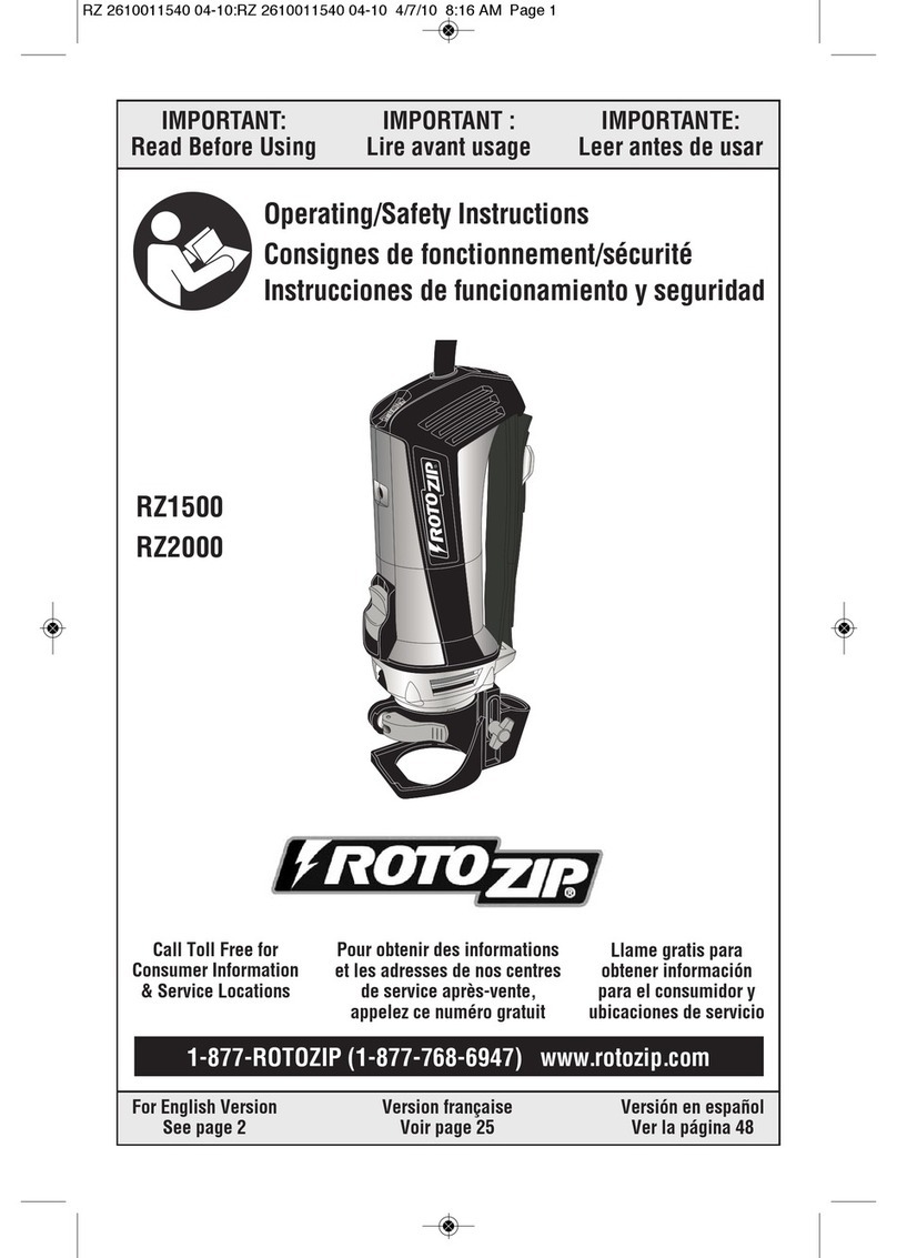 RotoZip RZ1500 Operating/safety instructions