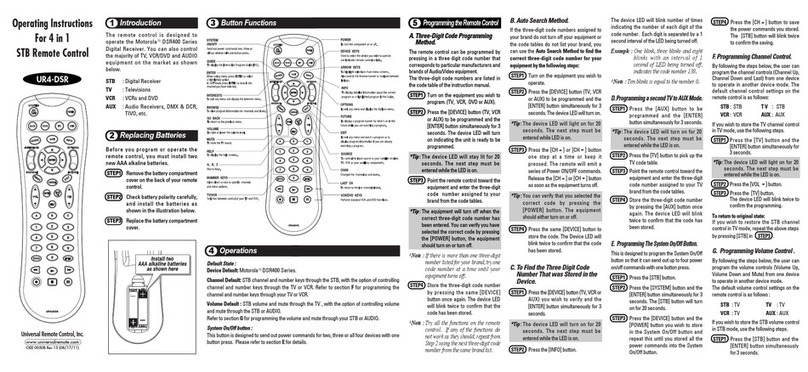 Universal Remote Control UR4-DSR User manual