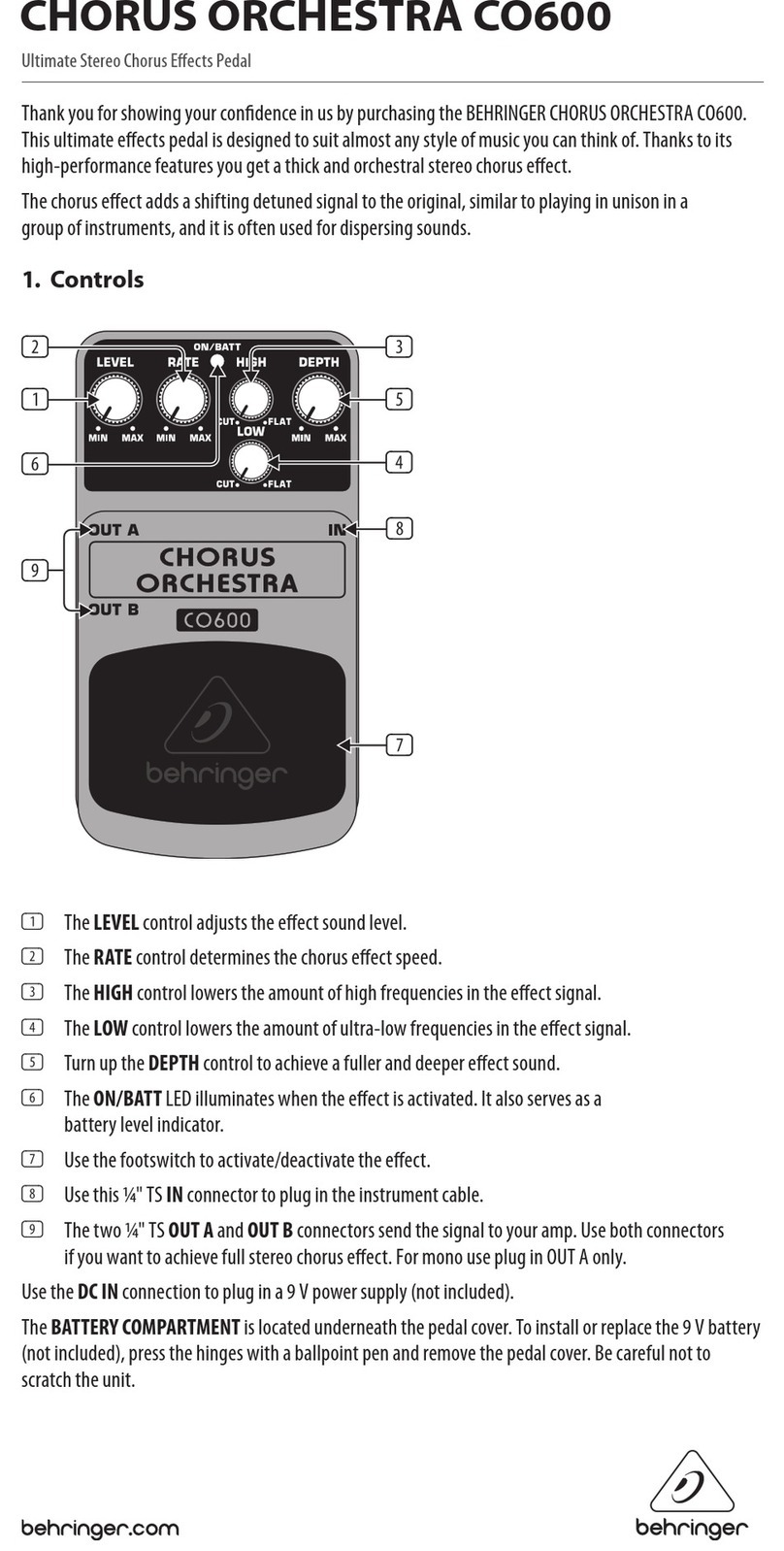 Behringer CHORUS ORCHESTRA CO600 User manual