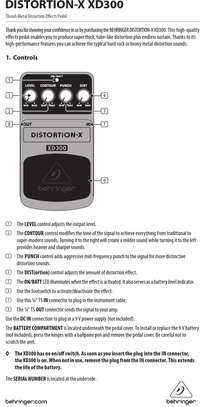 Behringer DISTORTION-X XD300 manual