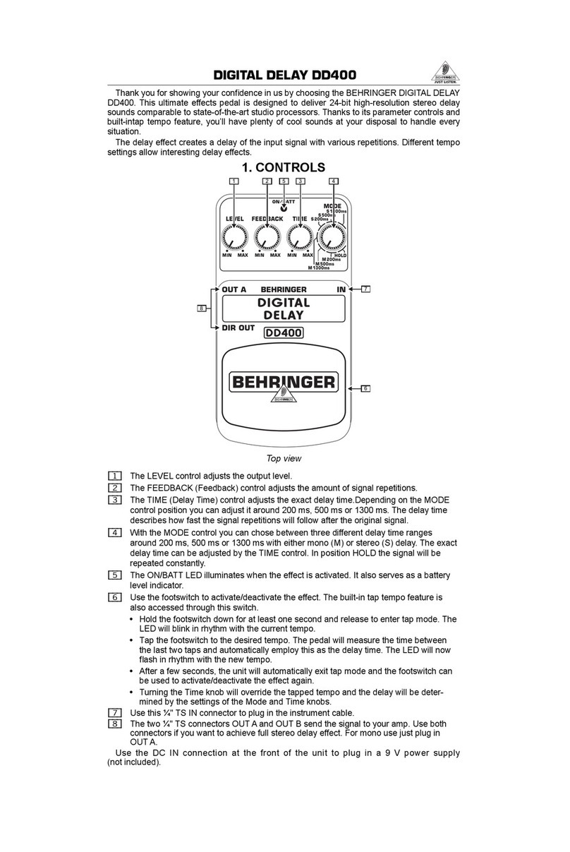 Behringer DIGITAL DELAY DD400 User manual