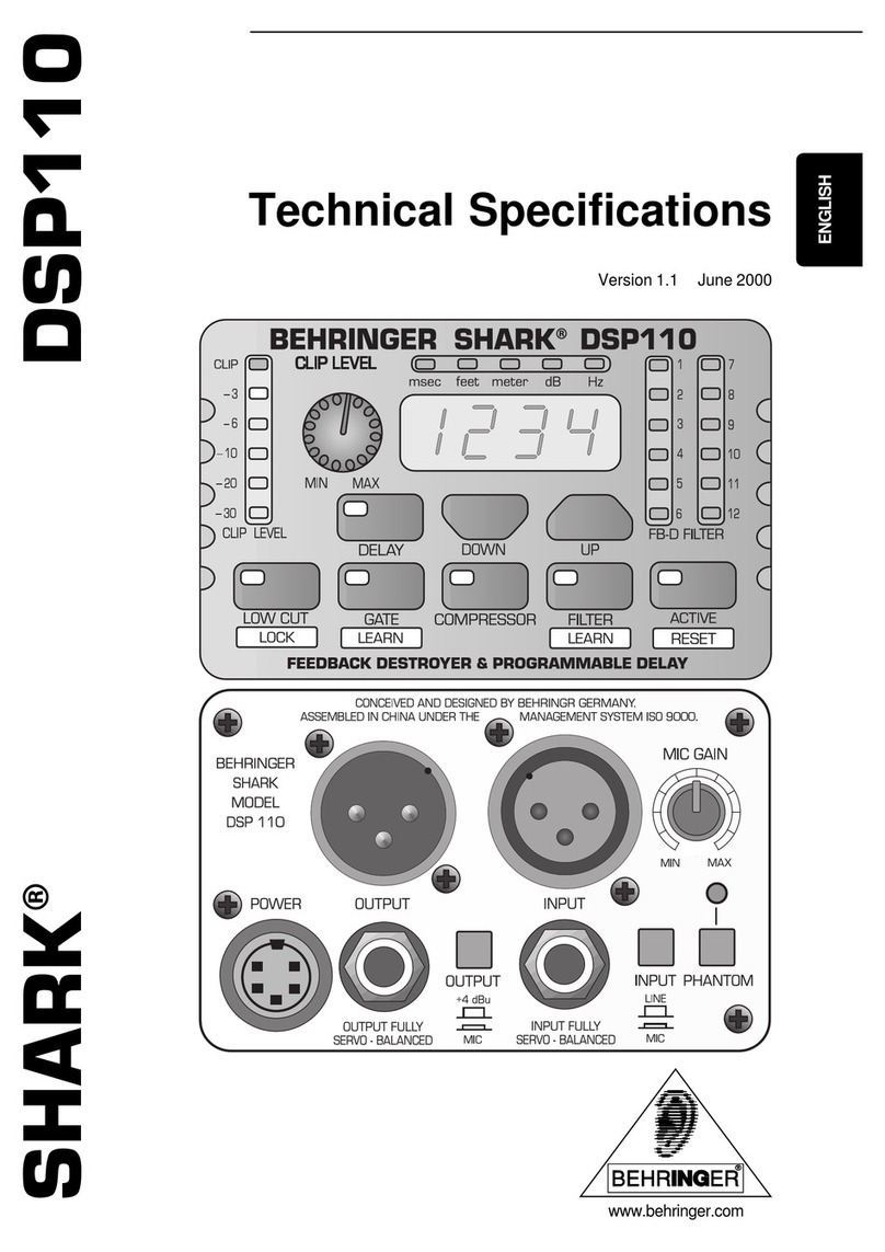 Behringer SHARK DSP110 User manual