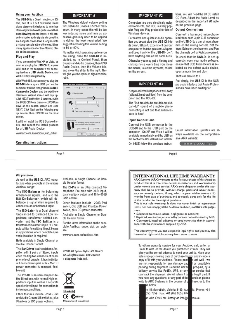 ARX USB-DI owner's manual
