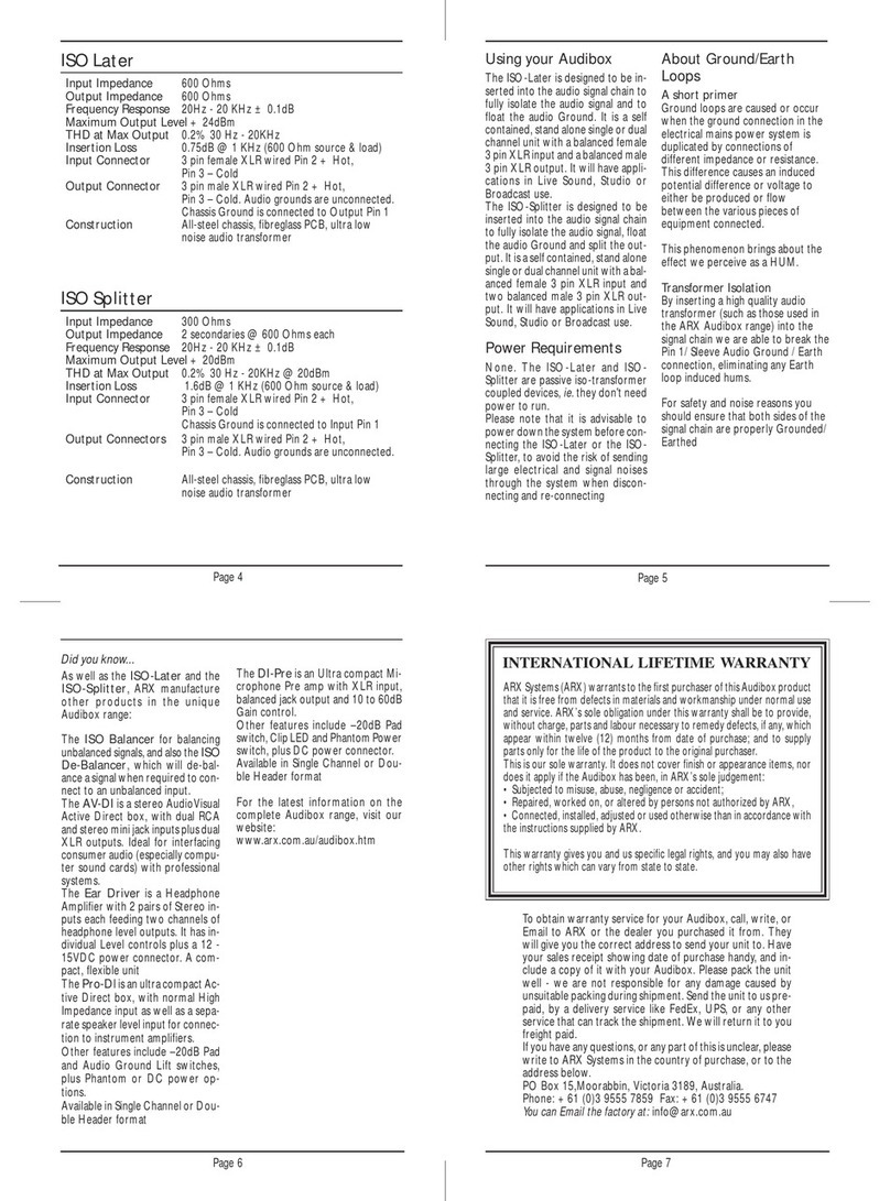 ARX ISO Later User manual