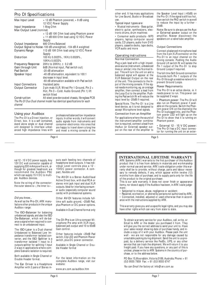 ARX Pro DI owner's manual