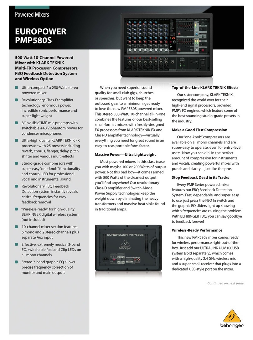 Behringer EUROPOWER PMP580S brochure