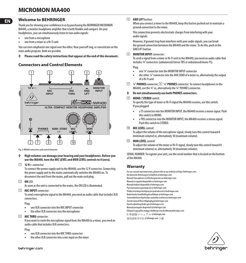 Behringer MICROMON MA400 manual