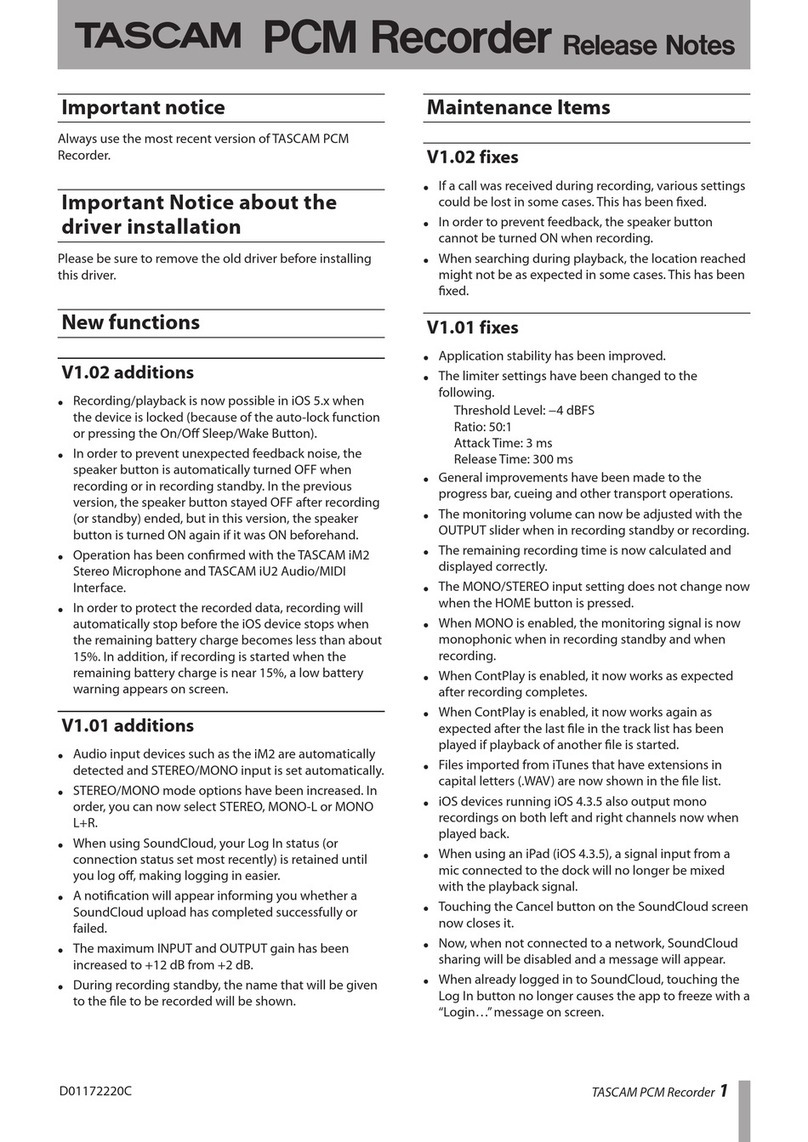 Tascam TASCAM PCM Recorder Operation and maintenance manual