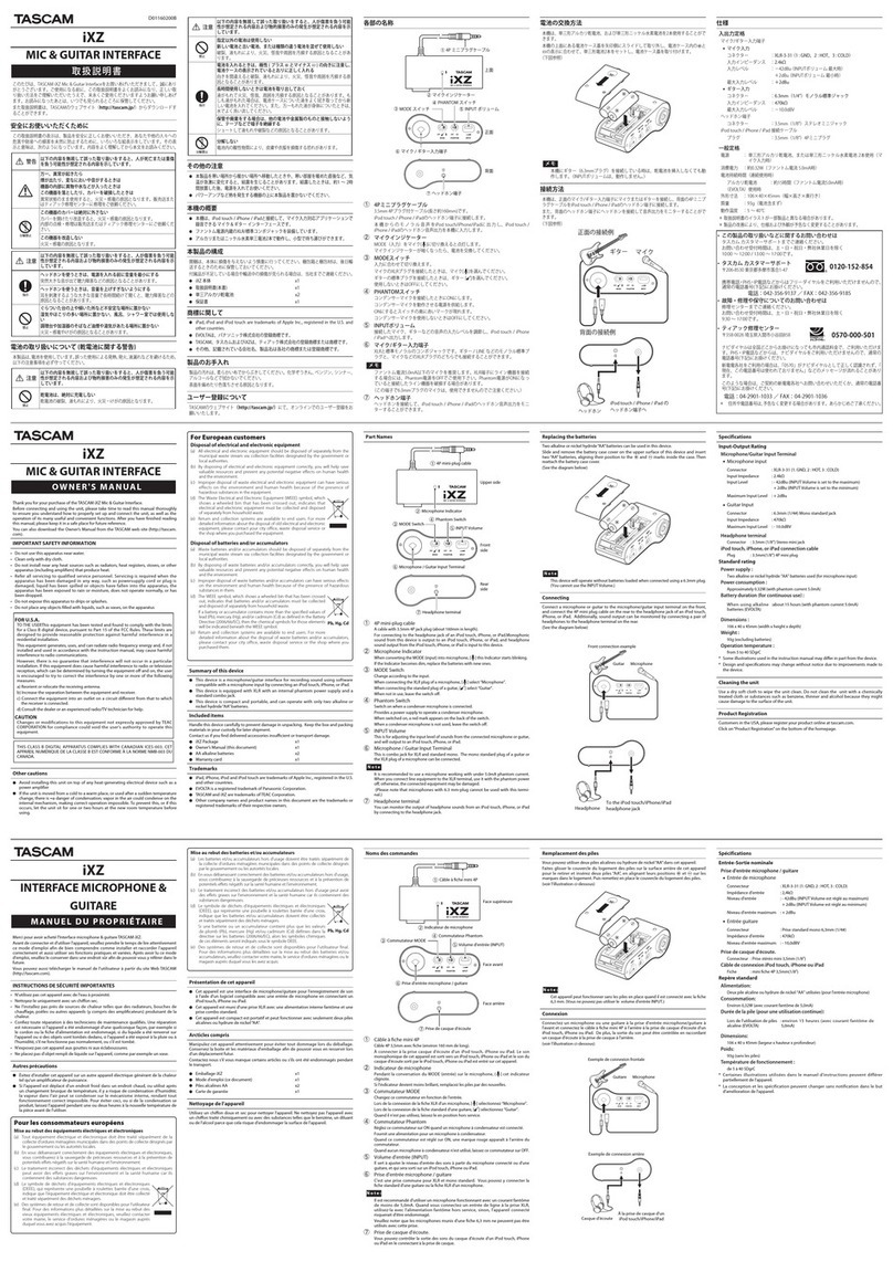 Tascam iXZ owner's manual