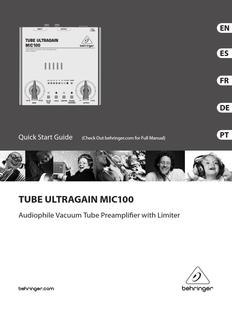 Behringer Tube Ultragain MIC100 quick start guide