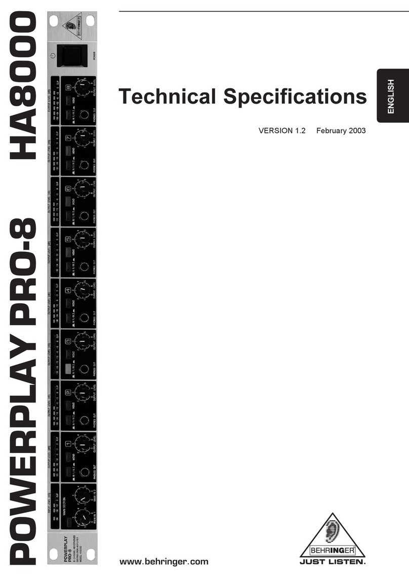 Behringer Powerplay Pro-8 HA8000 User manual