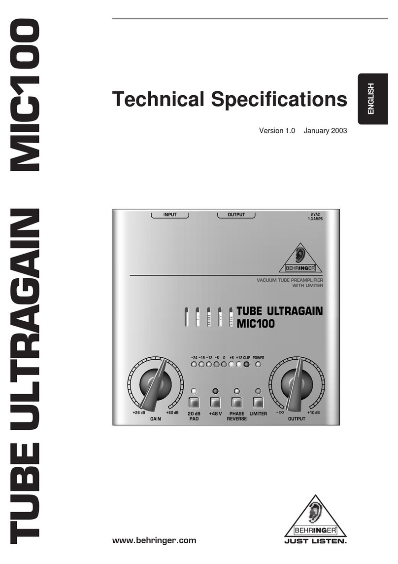 Behringer Tube Ultragain MIC100 Technical specifications