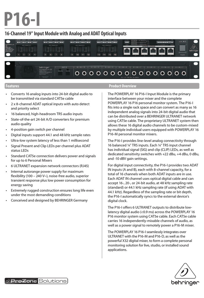 Behringer POWERPLAY 16 P16-I Operating and safety instructions