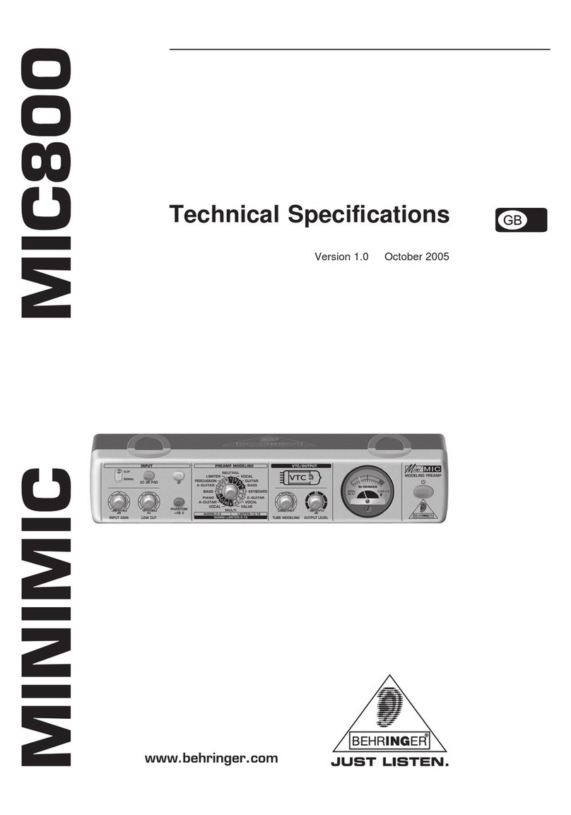 Behringer Minimic Mic800 Technical specifications