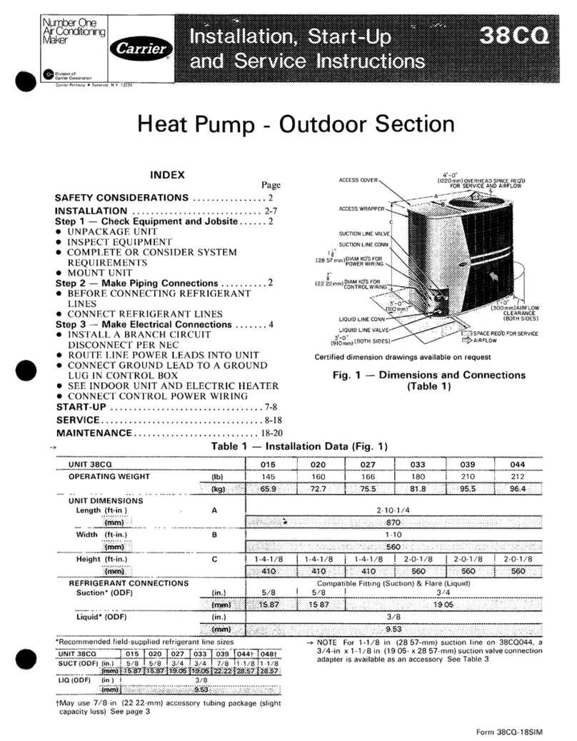 Carrier 38CQ Installation, Start-Up and Service Instructions