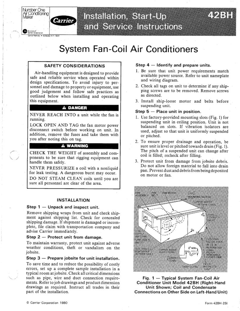 Carrier 42BH Series Dimensions and installation guide