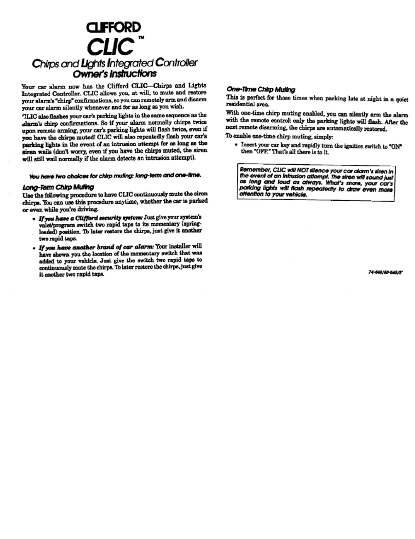 Clifford CLIC Chirps and Lights Integrated Controller owner's guide
