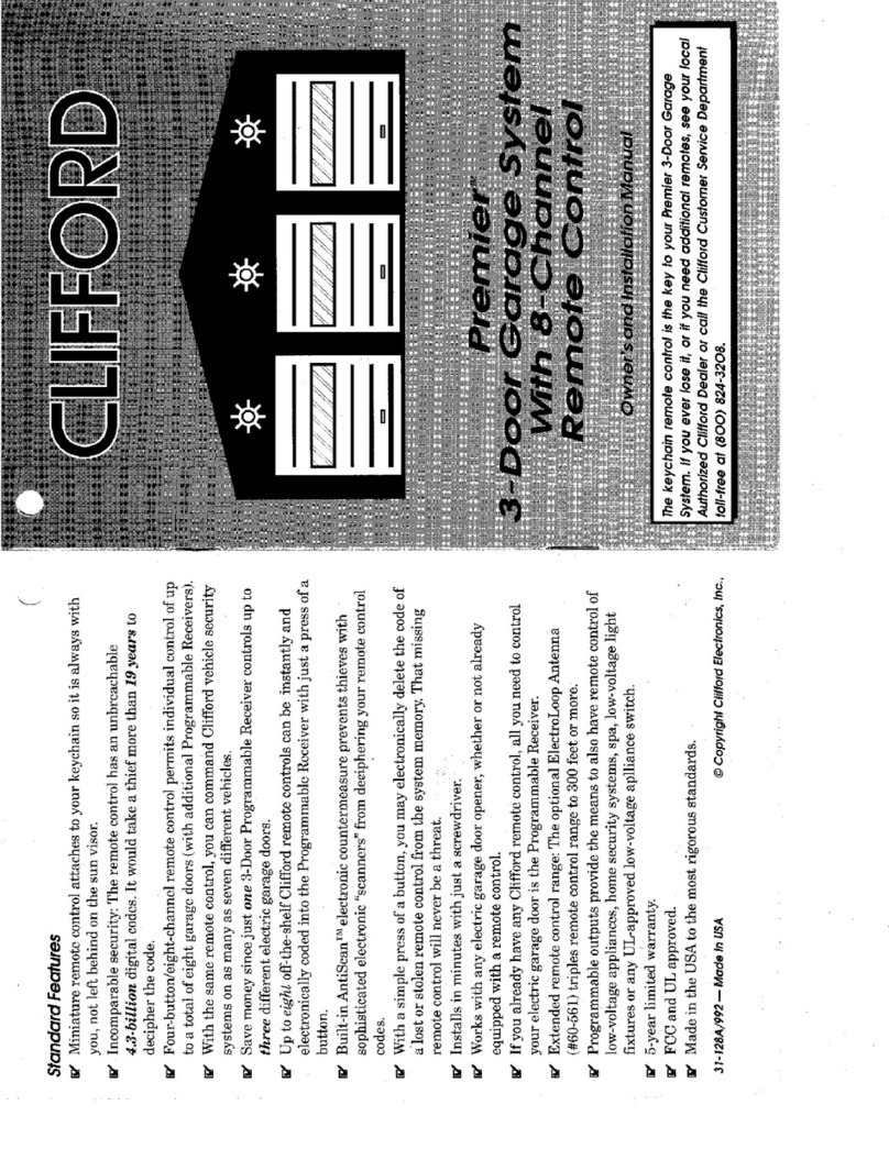 Clifford Garage Door Receiver Premier owner's guide