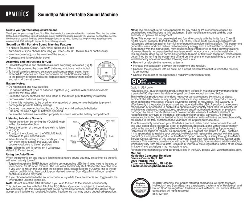 HoMedics SS-MN102 User manual