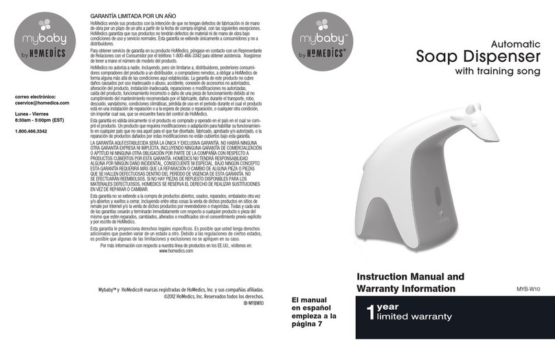 HoMedics MYB-W10 Instruction manual and warranty